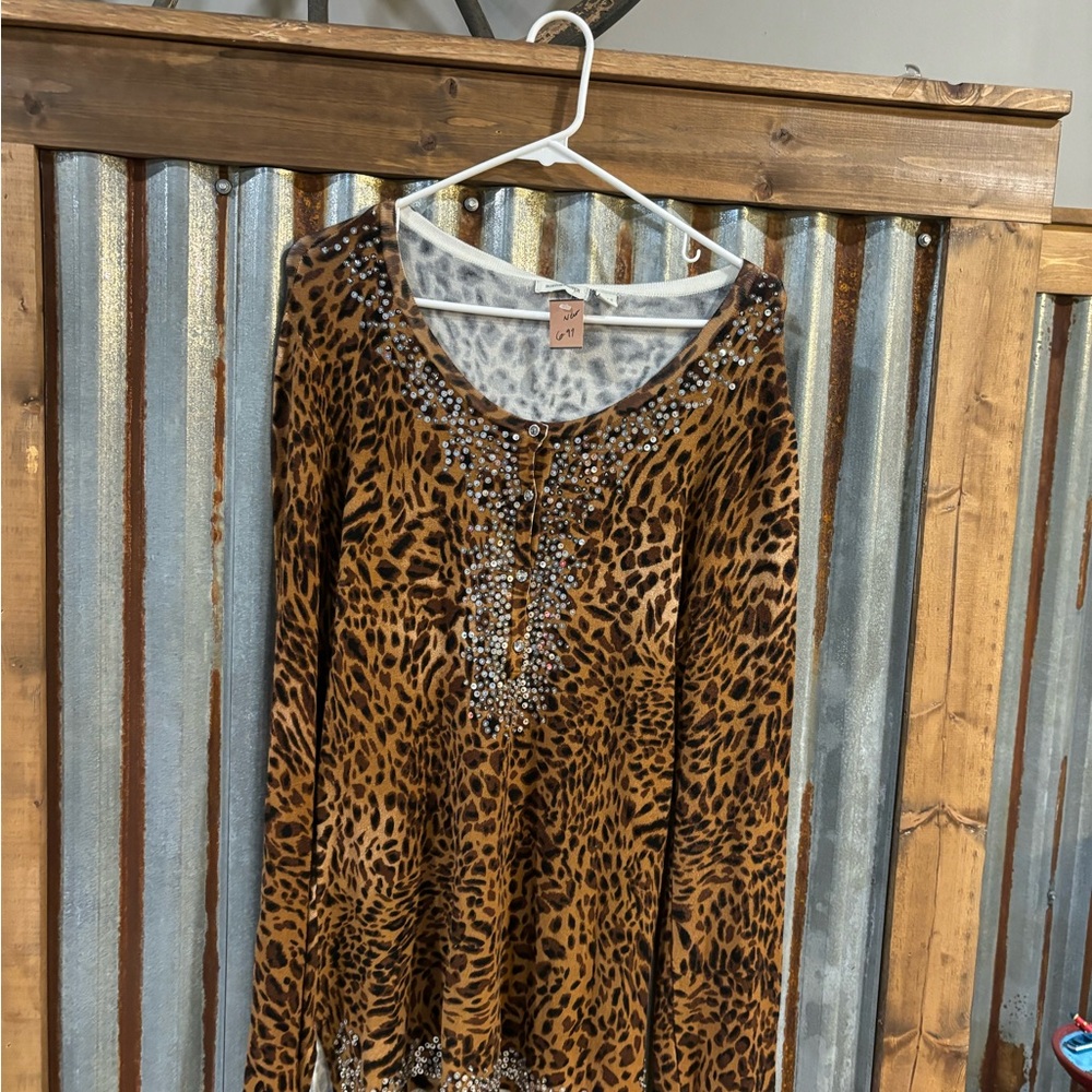 Boston Proper Animal Print Tunic Sweater
